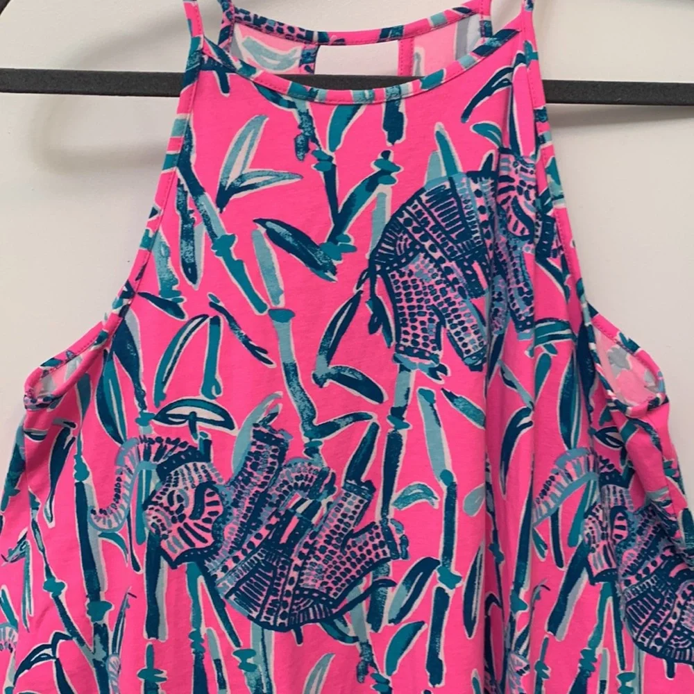 Lilly Pulitzer pink elephant print sleeveless top - Picture 4 of 8